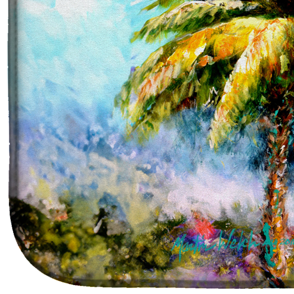 Summer Breezes Palm Tree Dish Drying Mat Absorbent Dish Drying Mat Pad for Kitchen Counter Dish Drainer Mat for Countertop, 14 x 21", Multicolor