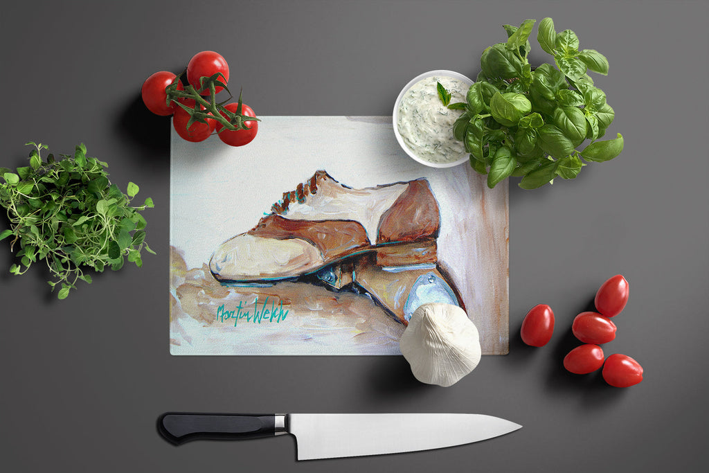 Tap Doses Shoes Cutting Board Tempered Glass Kitchen Cutting Surface, Heat Resistant Chopping, Non-Slip Feet, Food Prep & Serving