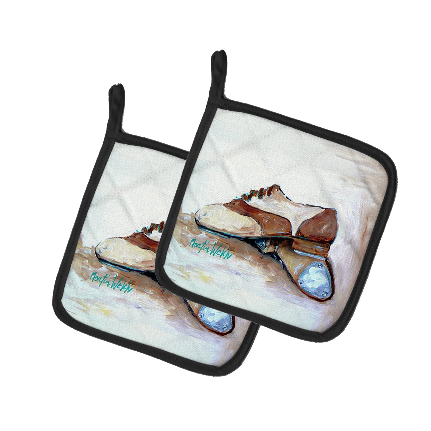 Tap Doses Shoes Pot Holder Set of 2 Heat Resistant Quilted Hot Pads 7.5 x 7.5 Inch, Insulated Kitchen Trivets for Cooking & Baking
