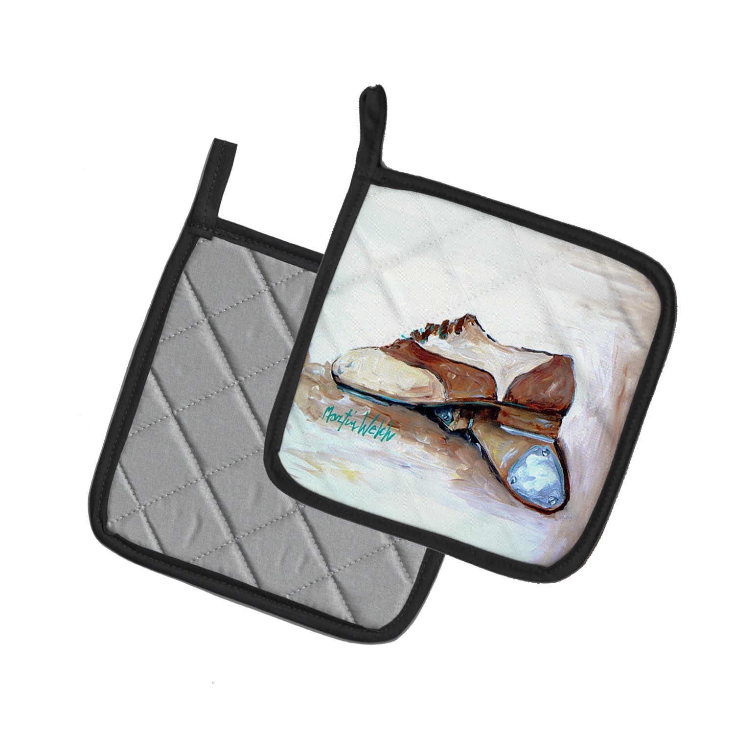 Tap Doses Shoes Pot Holder Set of 2 Heat Resistant Quilted Hot Pads 7.5 x 7.5 Inch, Insulated Kitchen Trivets for Cooking & Baking