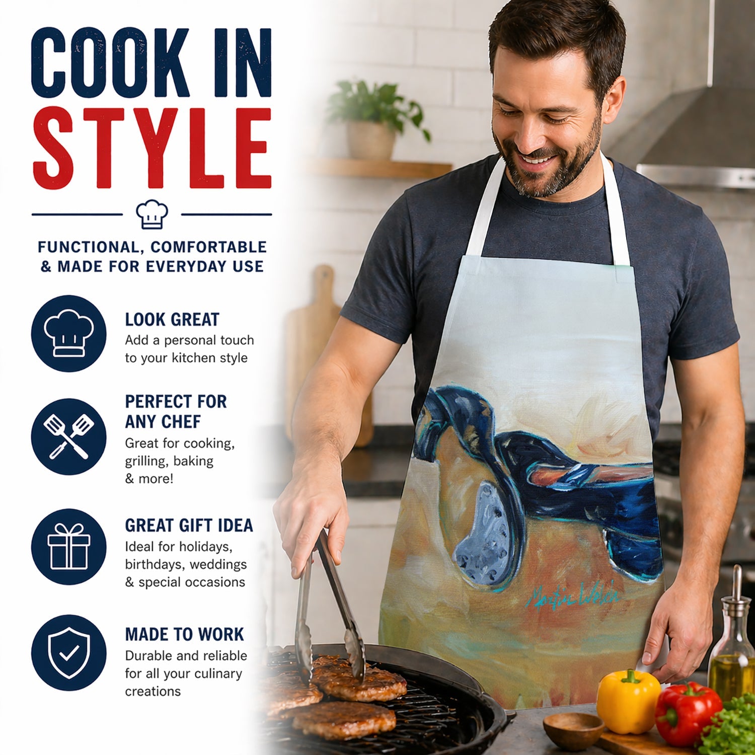 Tapped Out Shoes Apron Cooking Kitchen Server Baking Crafts Gardening for Adult Women Men, Unisex, Large, Multicolor