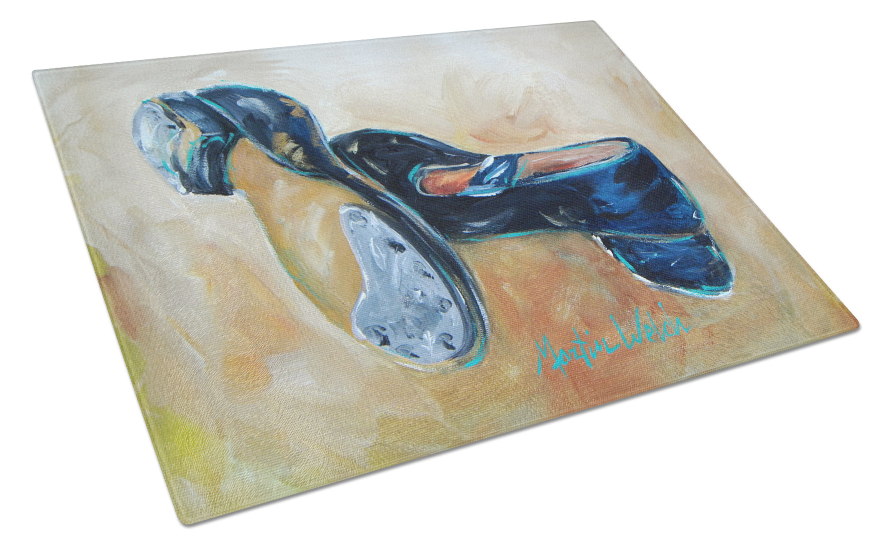 Tapped Out Shoes Cutting Board Tempered Glass Kitchen Cutting Surface, Heat Resistant Chopping, Non-Slip Feet, Food Prep & Serving