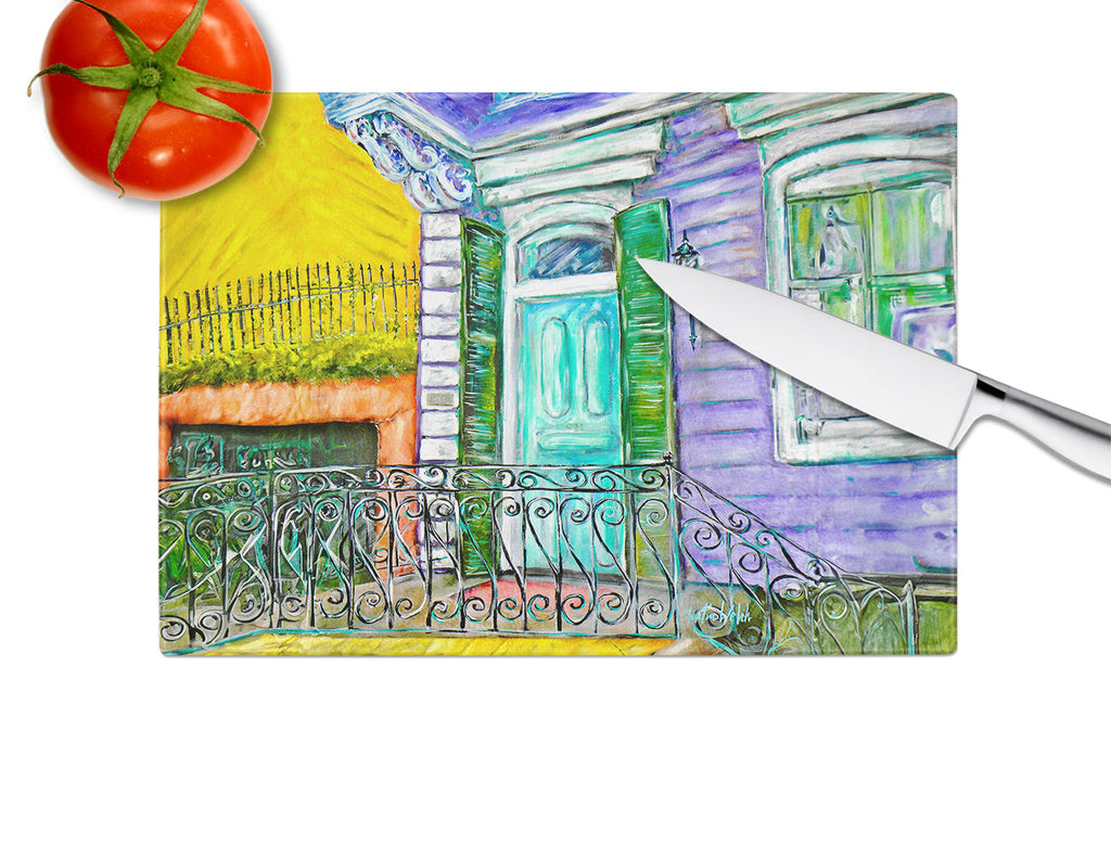 The House Next Door Cutting Board Tempered Glass Kitchen Cutting Surface, Heat Resistant Chopping, Non-Slip Feet, Food Prep & Serving