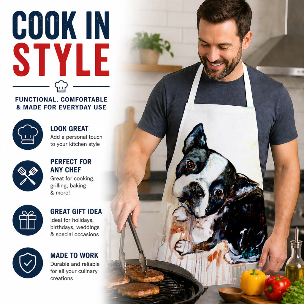 Boston Terrier The Look Apron Cooking Kitchen Server Baking Crafts Gardening for Adult Women Men, Unisex, Large, Multicolor