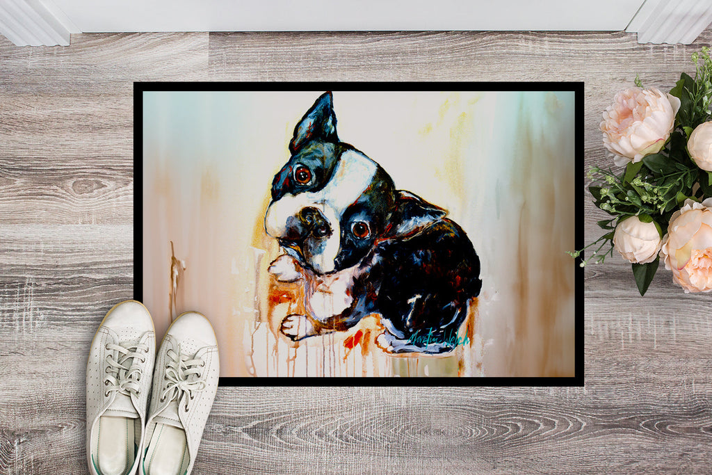 Boston Terrier The Look Doormat Indoor Outdoor 24H X 36W Front Door Mat Rugs for Entryway, Non Slip Washable Low Pile,