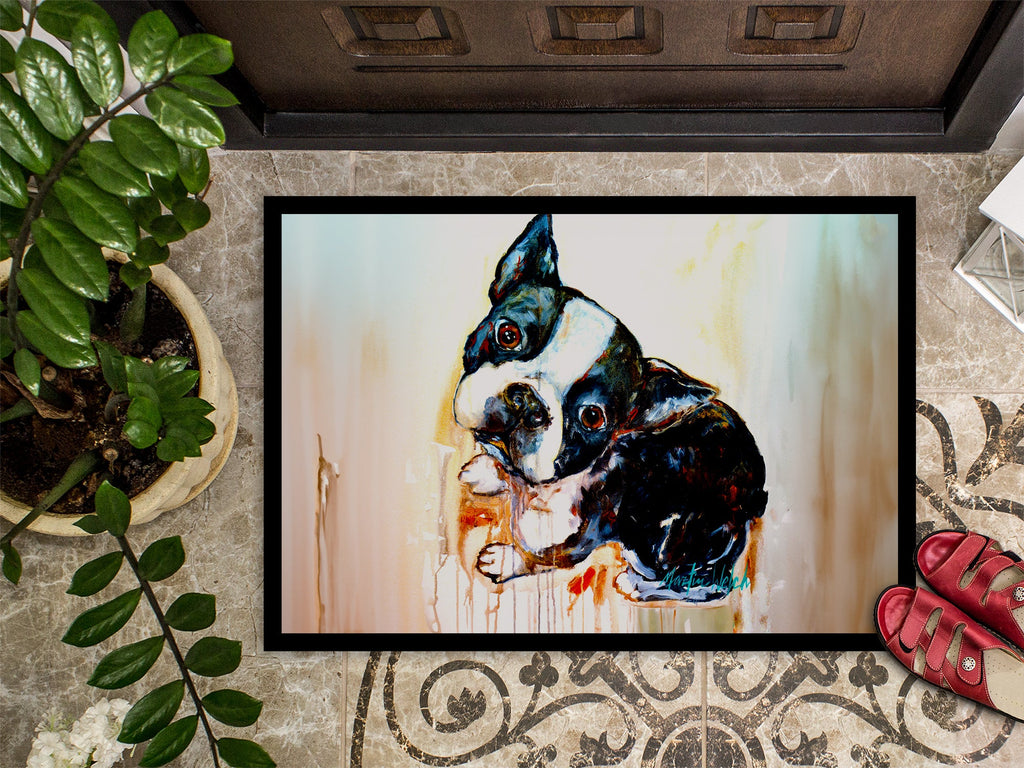 Boston Terrier The Look Doormat Indoor Outdoor 24H X 36W Front Door Mat Rugs for Entryway, Non Slip Washable Low Pile,