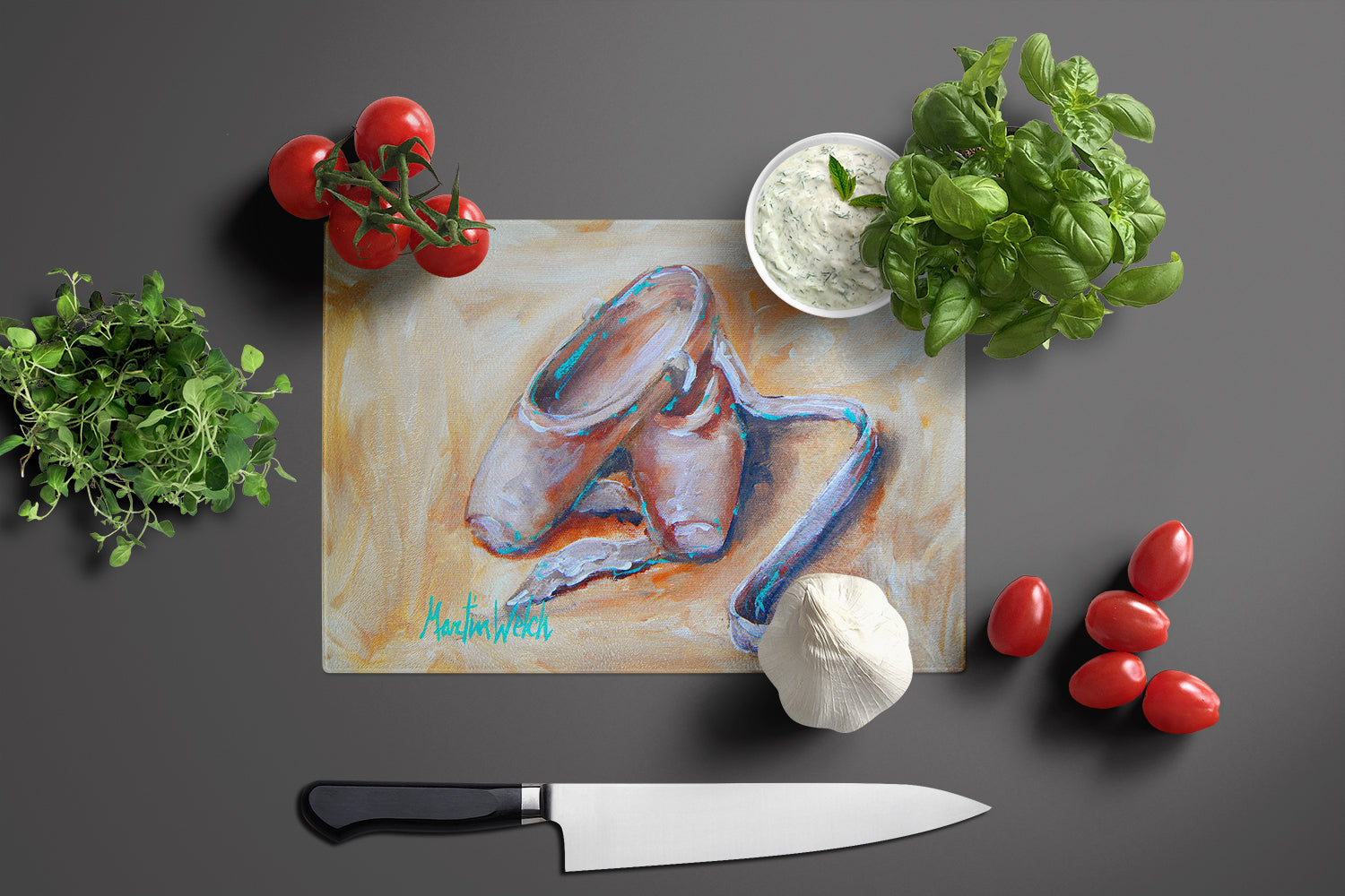 Toe Toe Ballet Shoes Cutting Board Tempered Glass Kitchen Cutting Surface, Heat Resistant Chopping, Non-Slip Feet, Food Prep & Serving