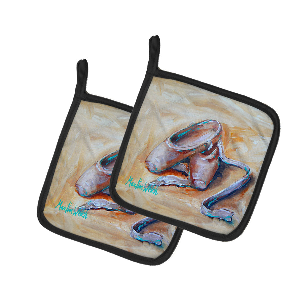 Toe Toe Ballet Shoes Pot Holder Set of 2 Heat Resistant Quilted Hot Pads 7.5 x 7.5 Inch, Insulated Kitchen Trivets for Cooking & Baking