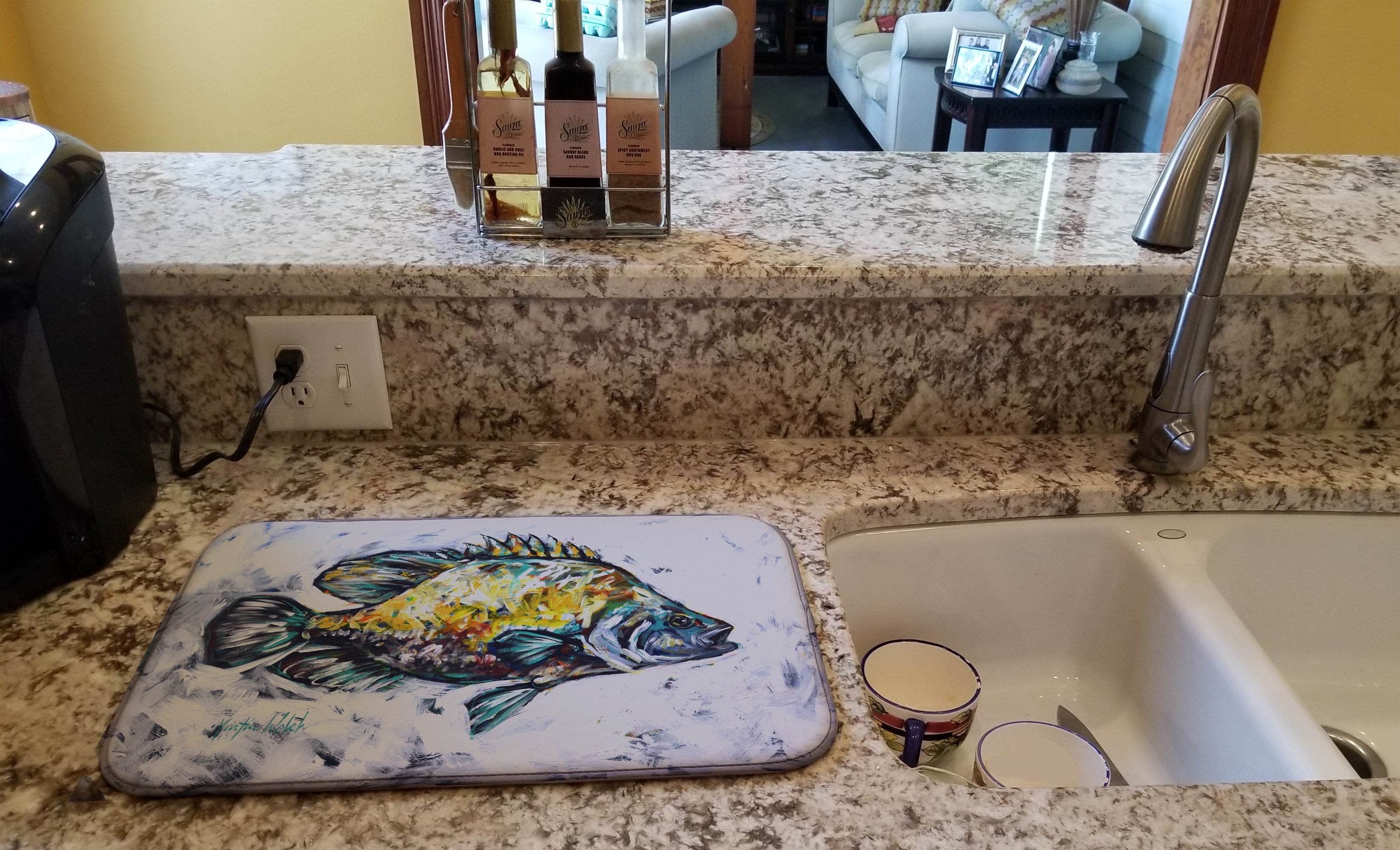 Triple Tail Dish Drying Mat Absorbent Dish Drying Mat Pad for Kitchen Counter Dish Drainer Mat for Countertop, 14 x 21", Multicolor