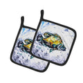 Triple Tail Pot Holder Set of 2 Heat Resistant Quilted Hot Pads 7.5 x 7.5 Inch, Insulated Kitchen Trivets for Cooking & Baking