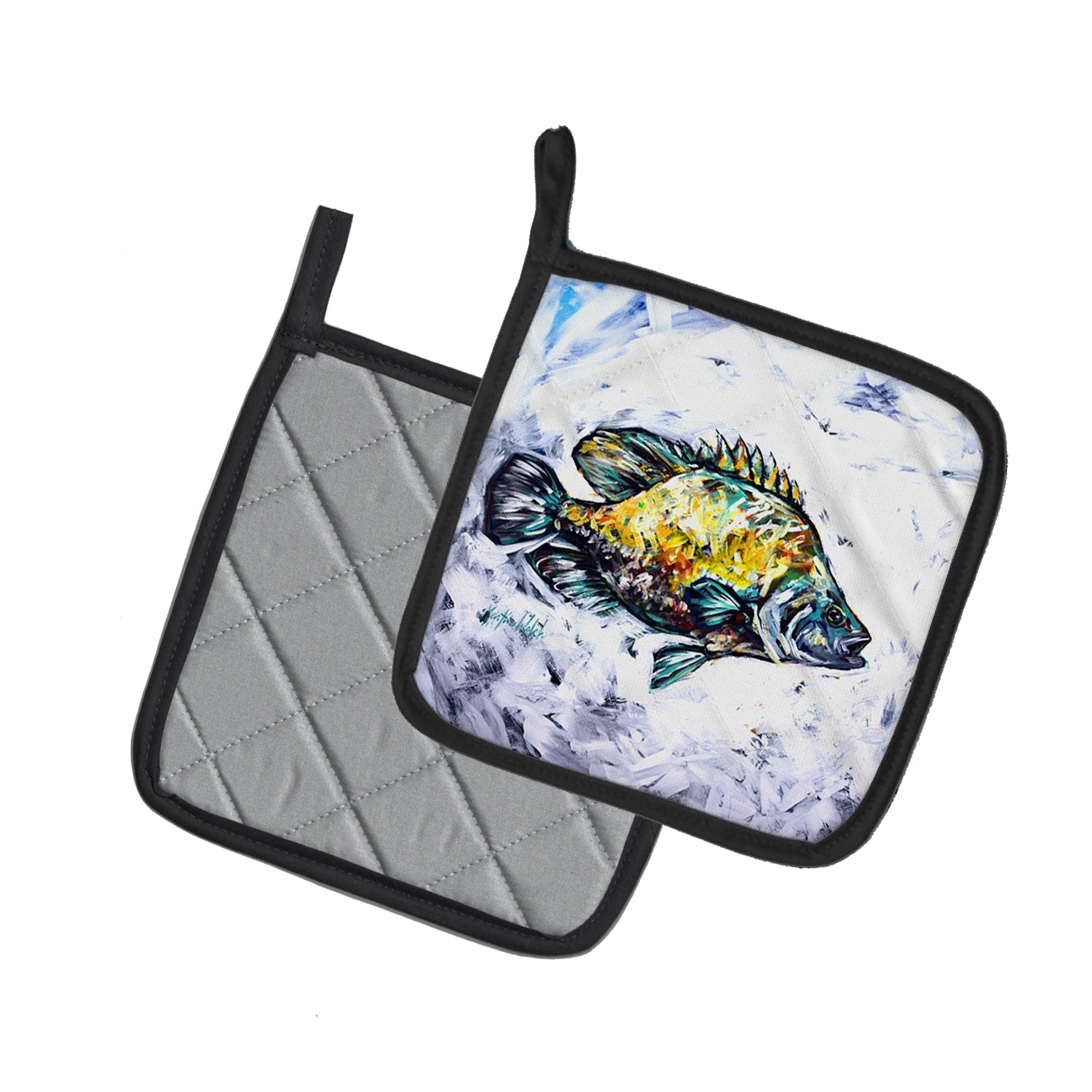 Triple Tail Pot Holder Set of 2 Heat Resistant Quilted Hot Pads 7.5 x 7.5 Inch, Insulated Kitchen Trivets for Cooking & Baking