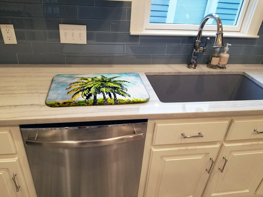 Tropical Breeze Palm Trees Dish Drying Mat Absorbent Dish Drying Mat Pad for Kitchen Counter Dish Drainer Mat for Countertop, 14 x 21", Multicolor