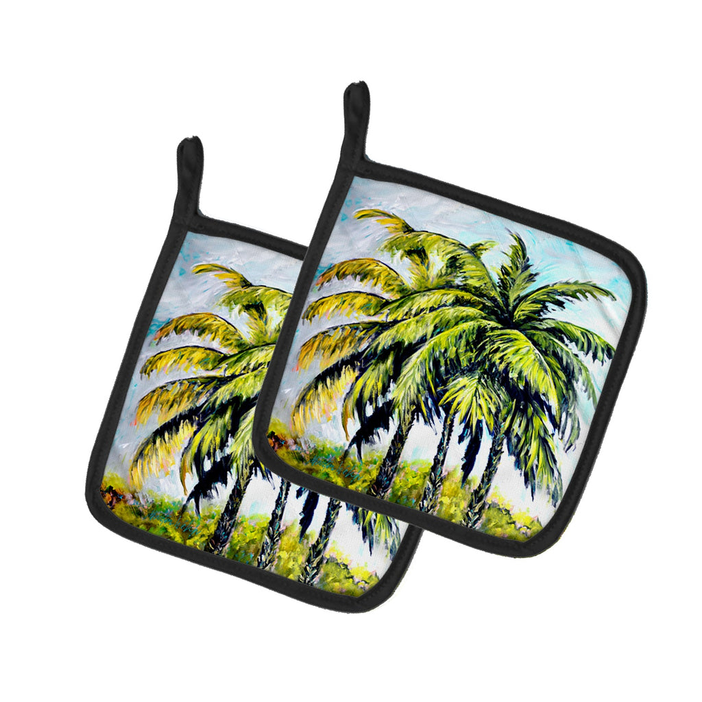 Tropical Breeze Palm Trees Pot Holder Set of 2 Heat Resistant Quilted Hot Pads 7.5 x 7.5 Inch, Insulated Kitchen Trivets for Cooking & Baking