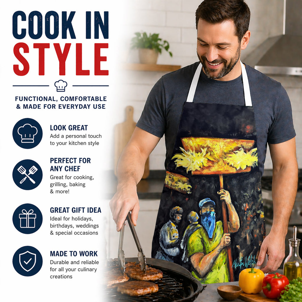 Turn Up The Heat Mardi Gras Apron Cooking Kitchen Server Baking Crafts Gardening for Adult Women Men, Unisex, Large, Multicolor