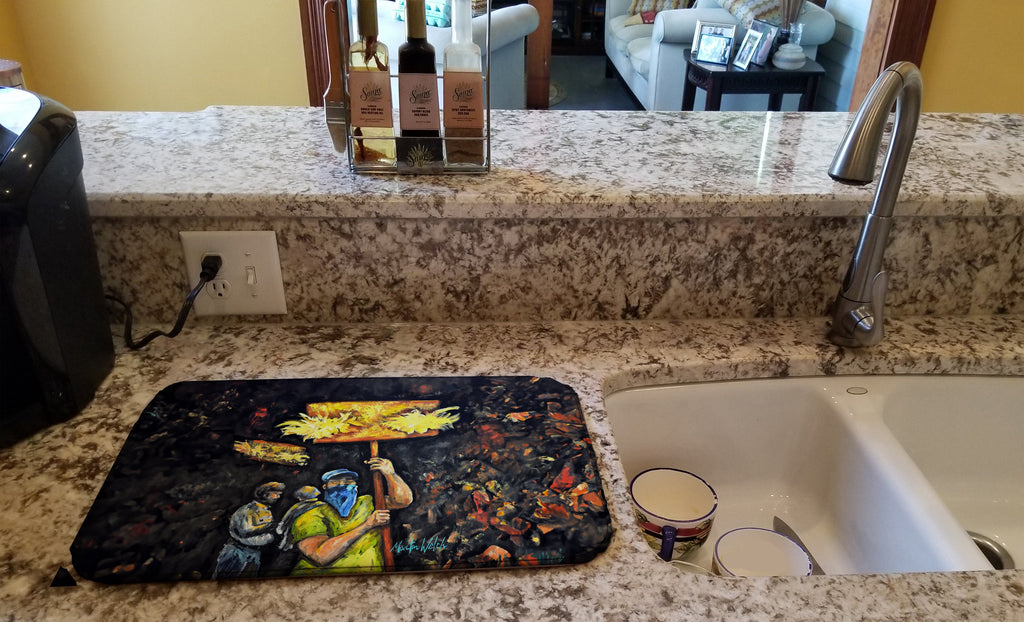 Turn Up The Heat Mardi Gras Dish Drying Mat Absorbent Dish Drying Mat Pad for Kitchen Counter Dish Drainer Mat for Countertop, 14 x 21", Multicolor