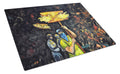 Turn Up The Heat Mardi Gras Cutting Board Tempered Glass Kitchen Cutting Surface, Heat Resistant Chopping, Non-Slip Feet, Food Prep & Serving