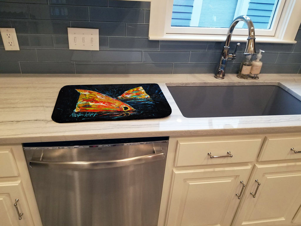Red Fish Two Tales Dish Drying Mat Absorbent Dish Drying Mat Pad for Kitchen Counter Dish Drainer Mat for Countertop, 14 x 21", Multicolor