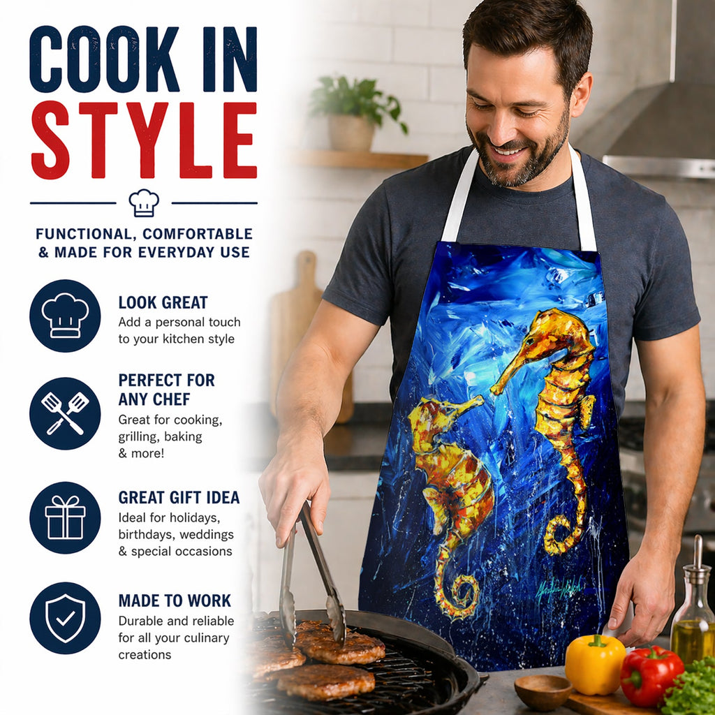 Seahorses Two To Tango Apron Cooking Kitchen Server Baking Crafts Gardening for Adult Women Men, Unisex, Large, Multicolor