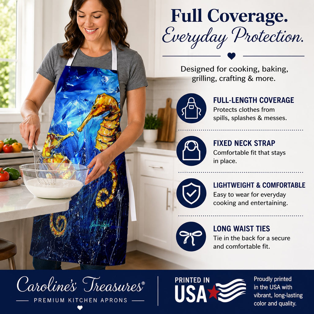 Seahorses Two To Tango Apron Cooking Kitchen Server Baking Crafts Gardening for Adult Women Men, Unisex, Large, Multicolor