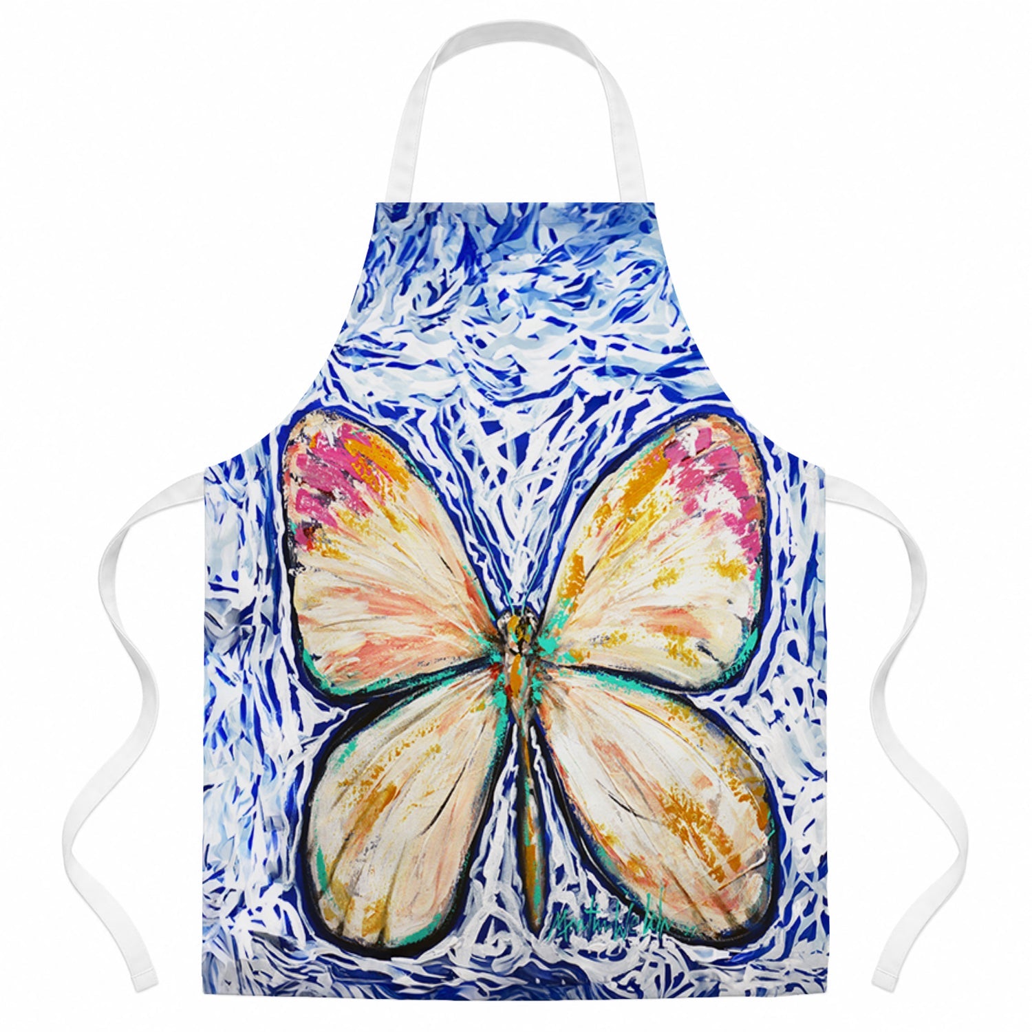 Butterfly Violet Tip Apron Cooking Kitchen Server Baking Crafts Gardening for Adult Women Men, Unisex, Large, Multicolor