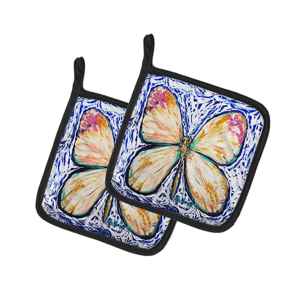 Butterfly Violet Tip Pot Holder Set of 2 Heat Resistant Quilted Hot Pads 7.5 x 7.5 Inch, Insulated Kitchen Trivets for Cooking & Baking