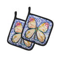 Butterfly Violet Tip Pot Holder Set of 2 Heat Resistant Quilted Hot Pads 7.5 x 7.5 Inch, Insulated Kitchen Trivets for Cooking & Baking