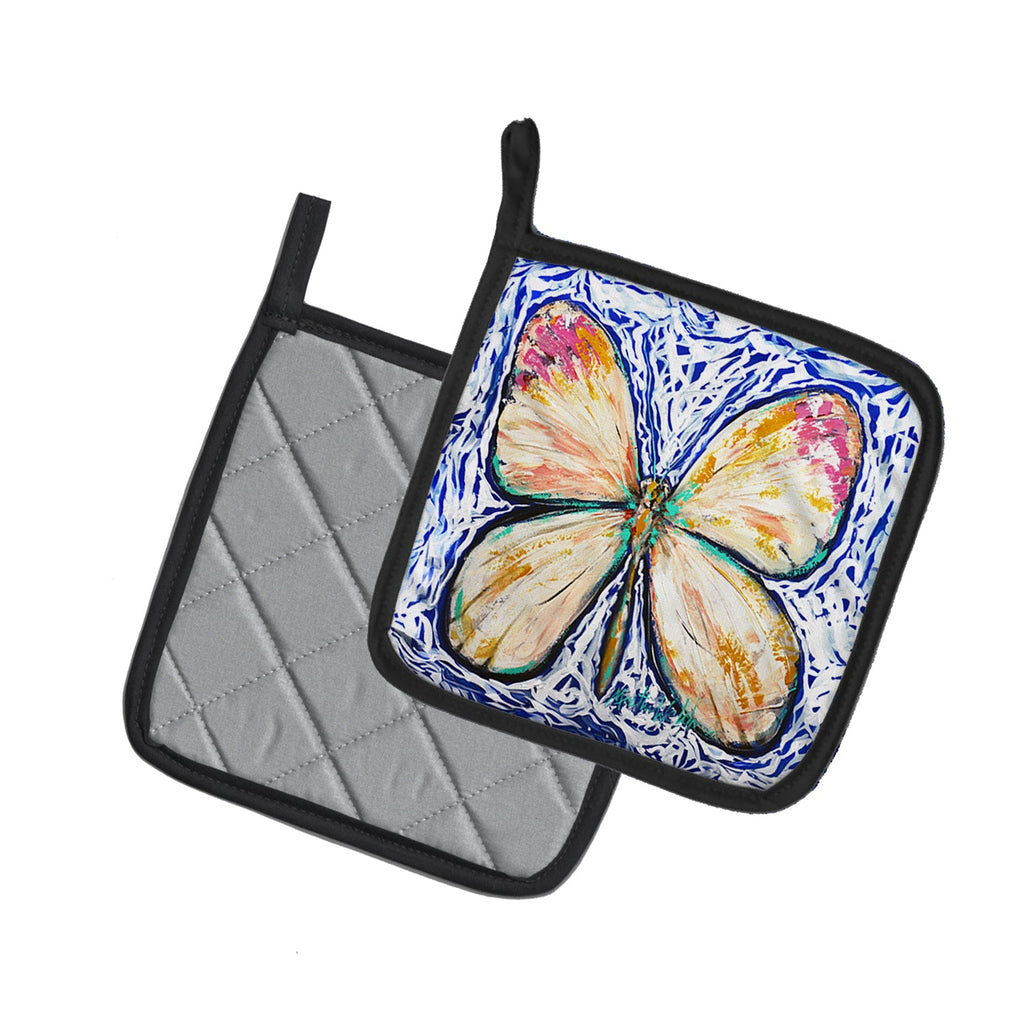 Butterfly Violet Tip Pot Holder Set of 2 Heat Resistant Quilted Hot Pads 7.5 x 7.5 Inch, Insulated Kitchen Trivets for Cooking & Baking