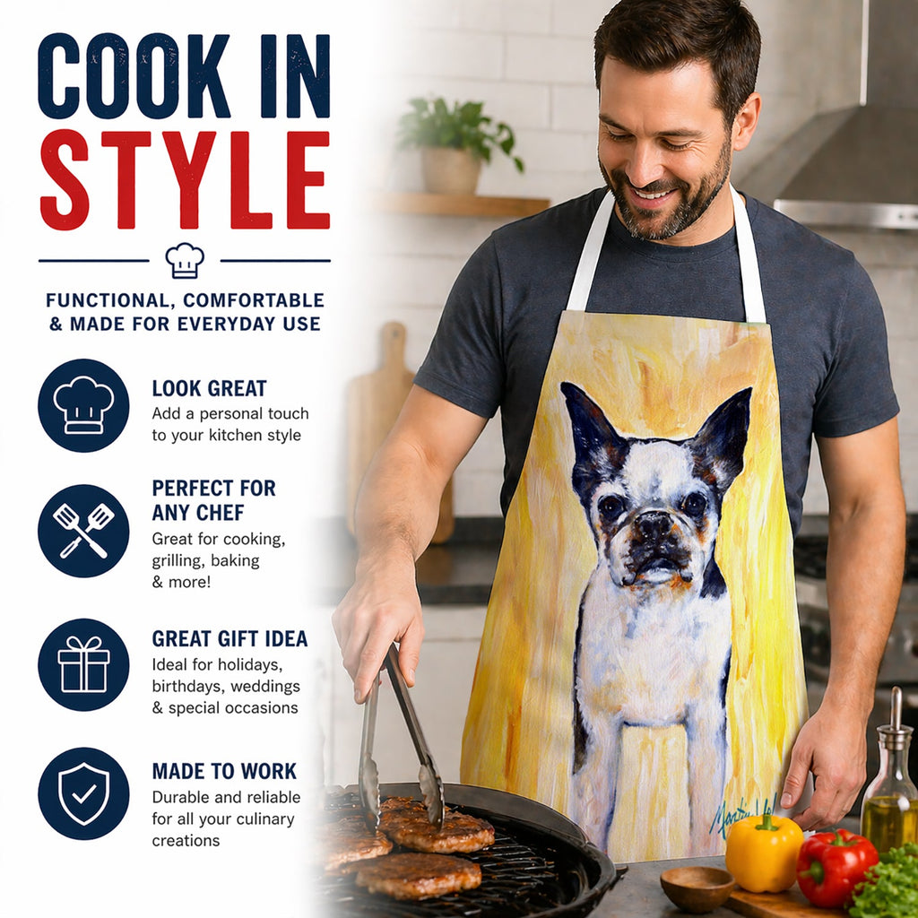 Boston Terrier Walker Two Apron Cooking Kitchen Server Baking Crafts Gardening for Adult Women Men, Unisex, Large, Multicolor