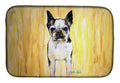 Boston Terrier Walker Two Dish Drying Mat Absorbent Dish Drying Mat Pad for Kitchen Counter Dish Drainer Mat for Countertop, 14 x 21", Multicolor