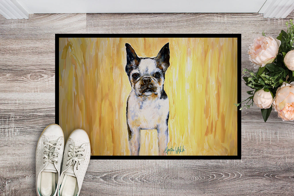 Boston Terrier Walker Two Doormat Indoor Outdoor 24H X 36W Front Door Mat Rugs for Entryway, Non Slip Washable Low Pile,