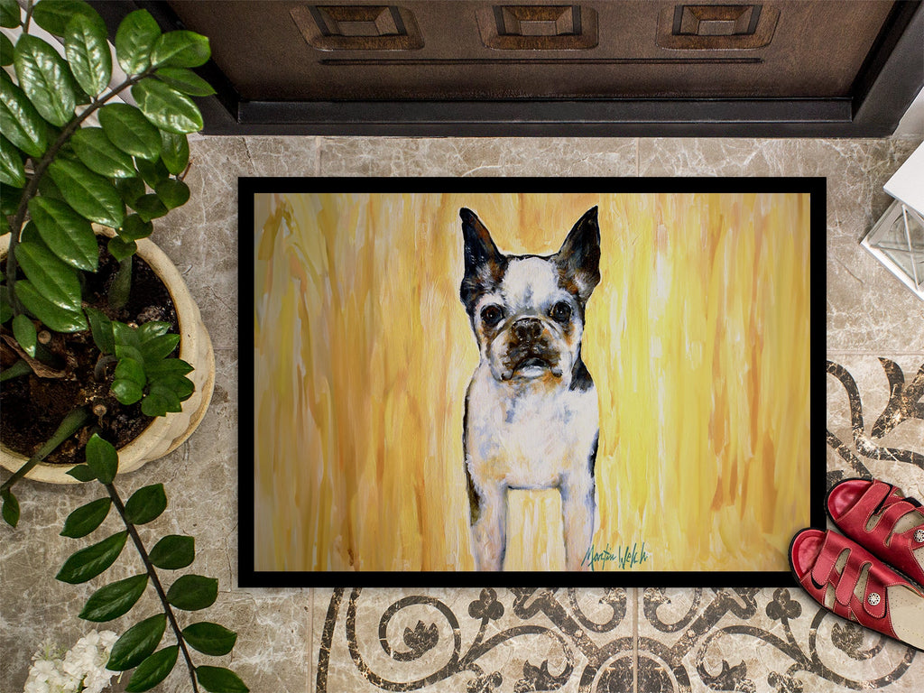 Boston Terrier Walker Two Doormat Indoor Outdoor 24H X 36W Front Door Mat Rugs for Entryway, Non Slip Washable Low Pile,