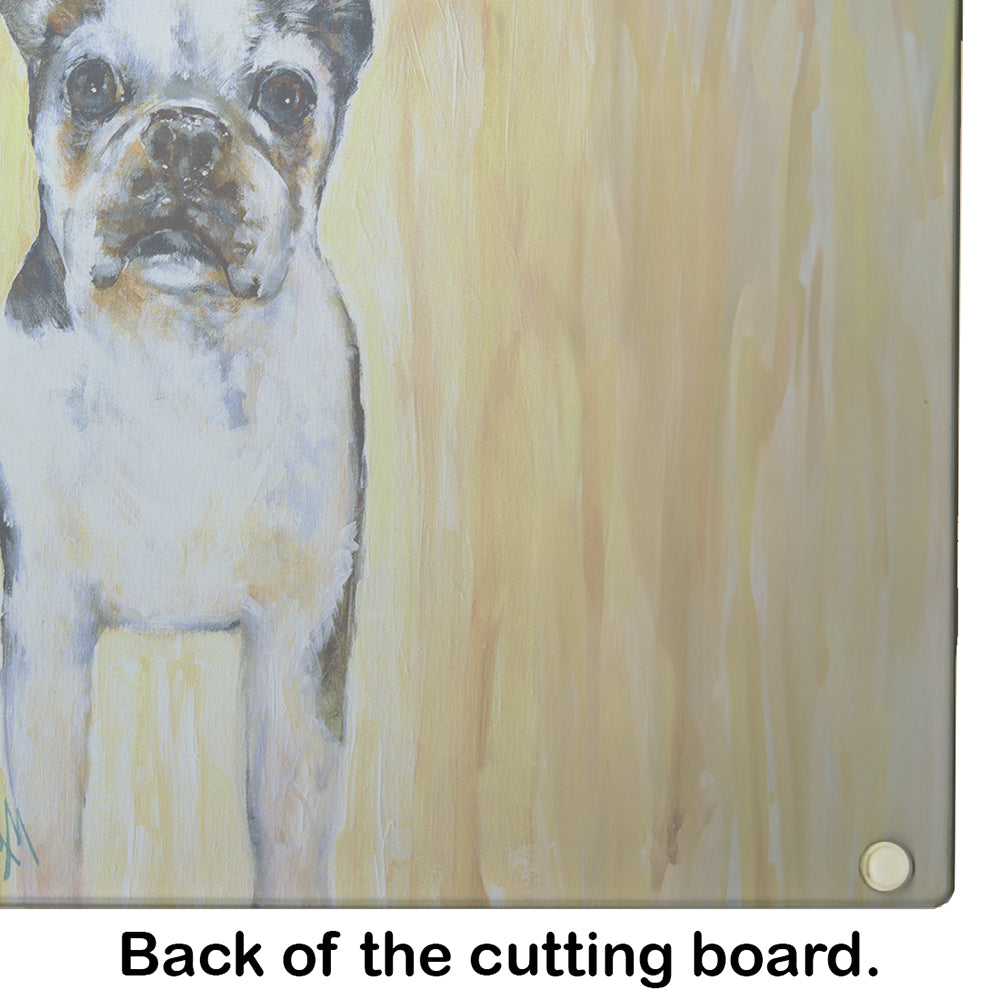 Boston Terrier Walker Two Cutting Board Tempered Glass Kitchen Cutting Surface, Heat Resistant Chopping, Non-Slip Feet, Food Prep & Serving
