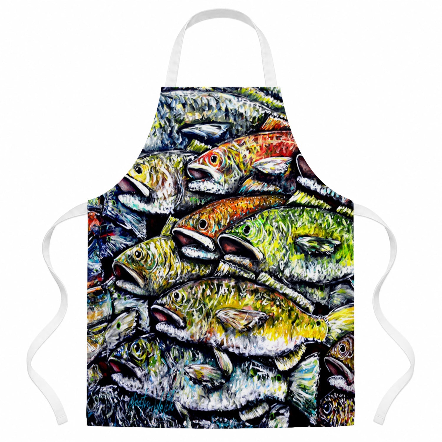 Wanna Be Fishin Apron Cooking Kitchen Server Baking Crafts Gardening for Adult Women Men, Unisex, Large, Multicolor