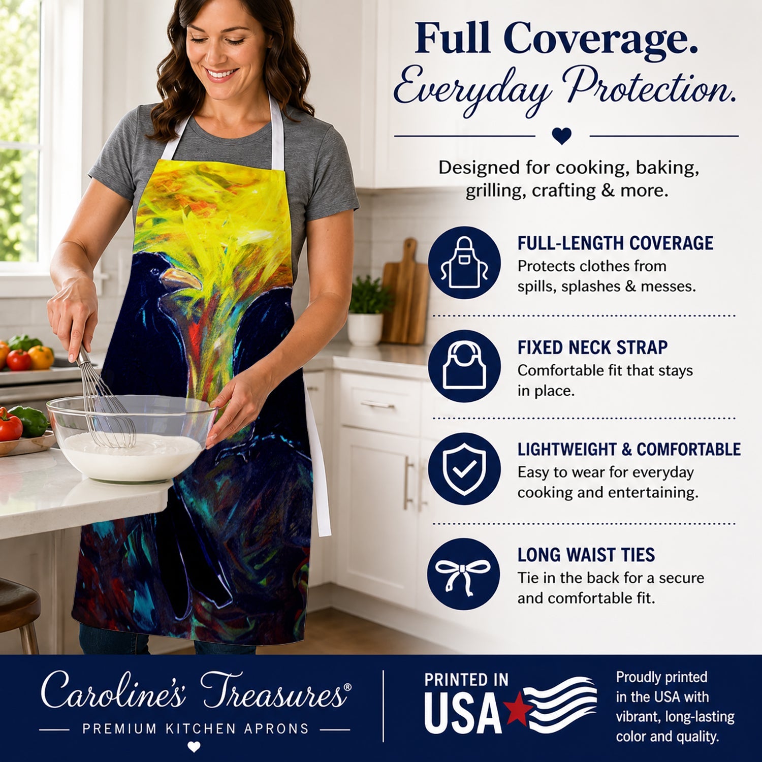 What Was That Black Crows Apron Cooking Kitchen Server Baking Crafts Gardening for Adult Women Men, Unisex, Large, Multicolor