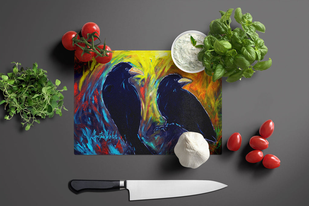 What Was That Black Crows Cutting Board Tempered Glass Kitchen Cutting Surface, Heat Resistant Chopping, Non-Slip Feet, Food Prep & Serving