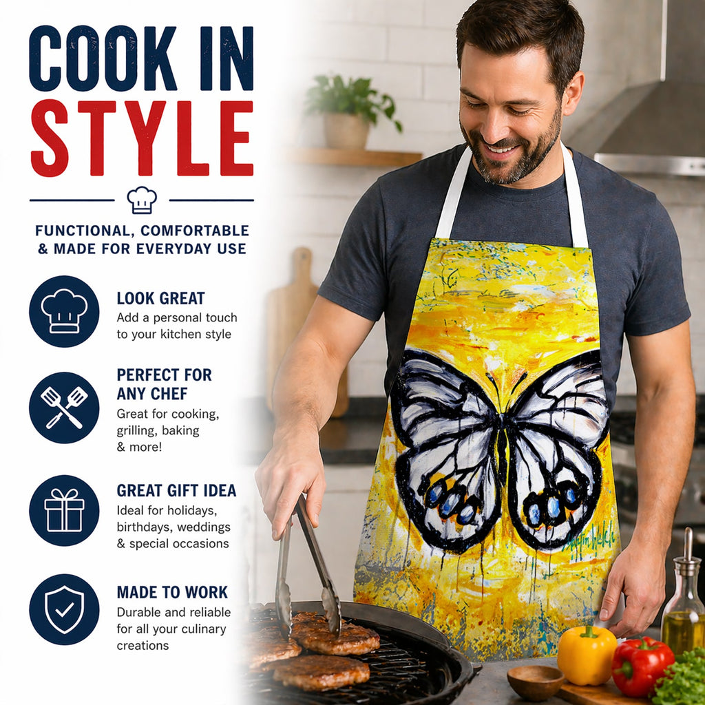 Buttefly Whisp Apron Cooking Kitchen Server Baking Crafts Gardening for Adult Women Men, Unisex, Large, Multicolor