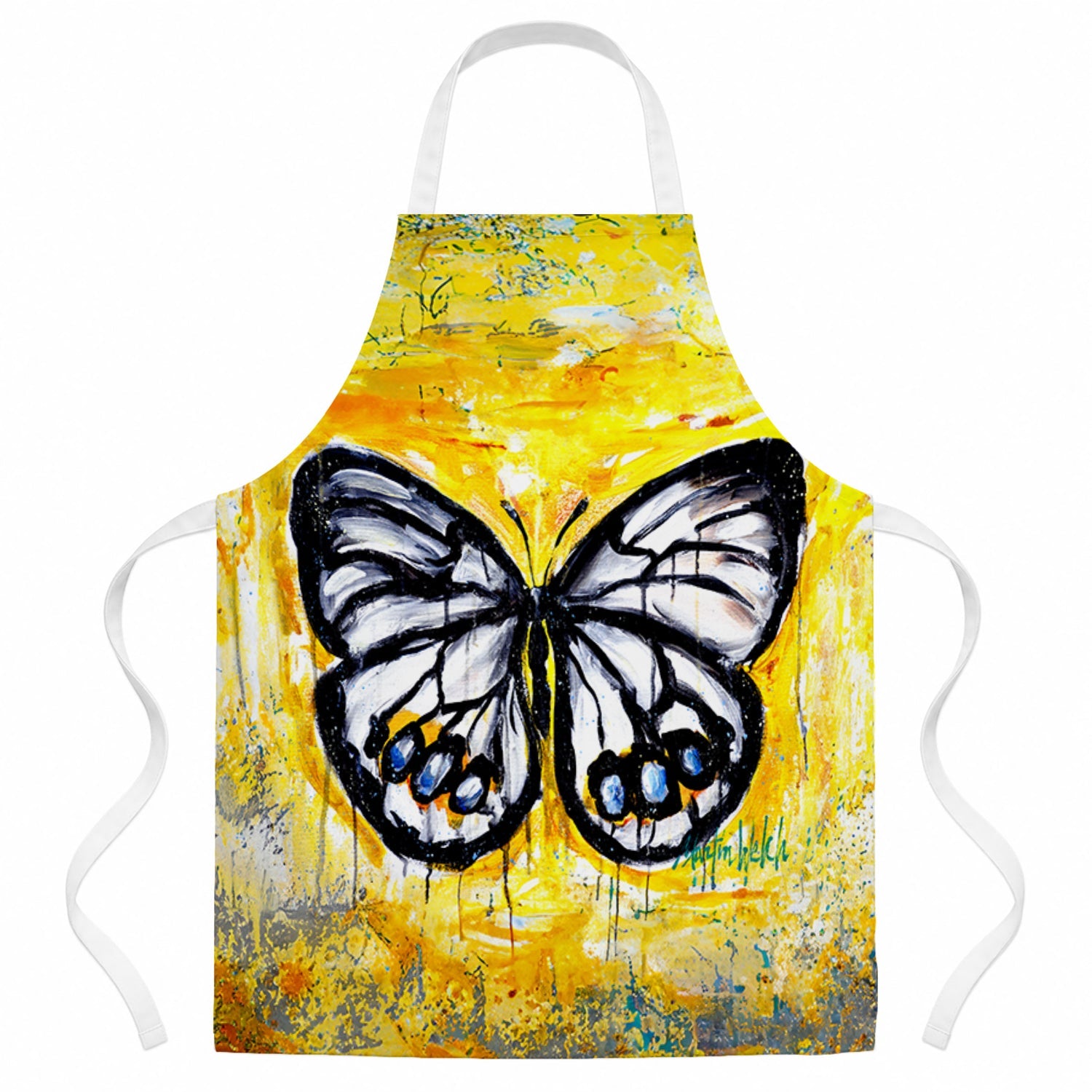 Buttefly Whisp Apron Cooking Kitchen Server Baking Crafts Gardening for Adult Women Men, Unisex, Large, Multicolor