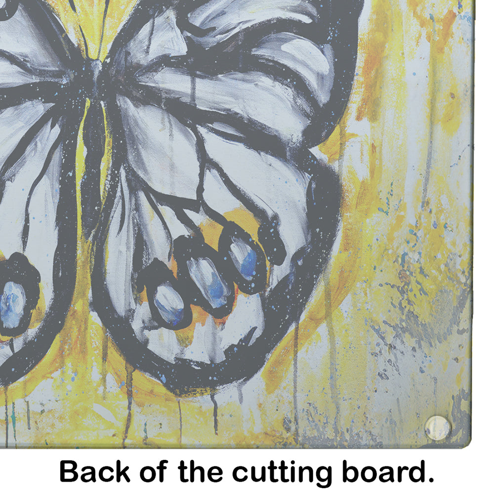Buttefly Whisp Cutting Board Tempered Glass Kitchen Cutting Surface, Heat Resistant Chopping, Non-Slip Feet, Food Prep & Serving