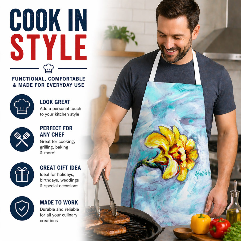 Yellow Daffy Daffodils Apron Cooking Kitchen Server Baking Crafts Gardening for Adult Women Men, Unisex, Large, Multicolor