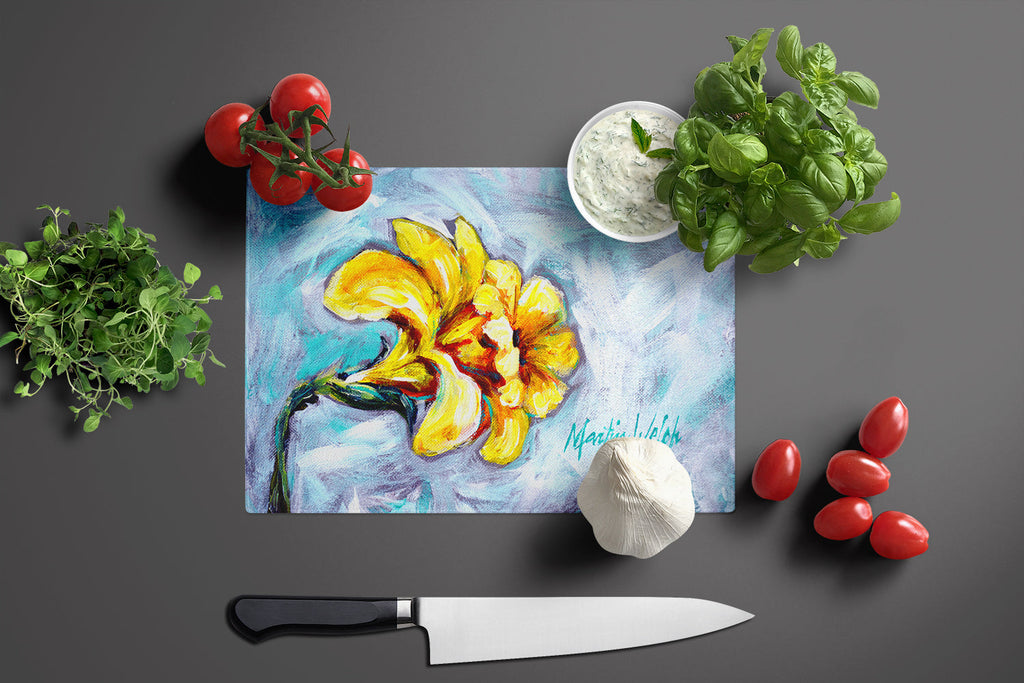 Yellow Daffy Daffodils Cutting Board Tempered Glass Kitchen Cutting Surface, Heat Resistant Chopping, Non-Slip Feet, Food Prep & Serving
