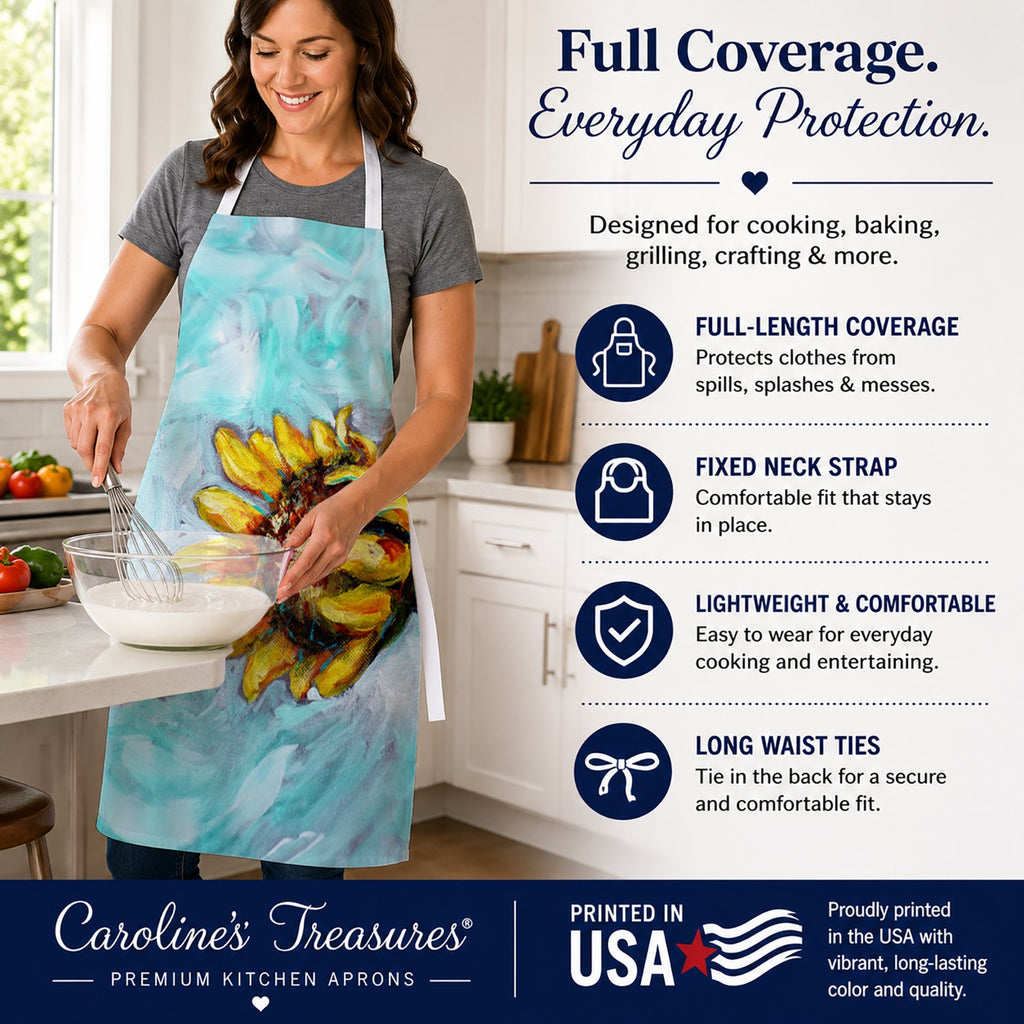 Yellow Sun Sunflowers Apron Cooking Kitchen Server Baking Crafts Gardening for Adult Women Men, Unisex, Large, Multicolor