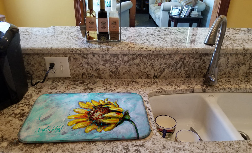 Yellow Sun Sunflowers Dish Drying Mat Absorbent Dish Drying Mat Pad for Kitchen Counter Dish Drainer Mat for Countertop, 14 x 21", Multicolor