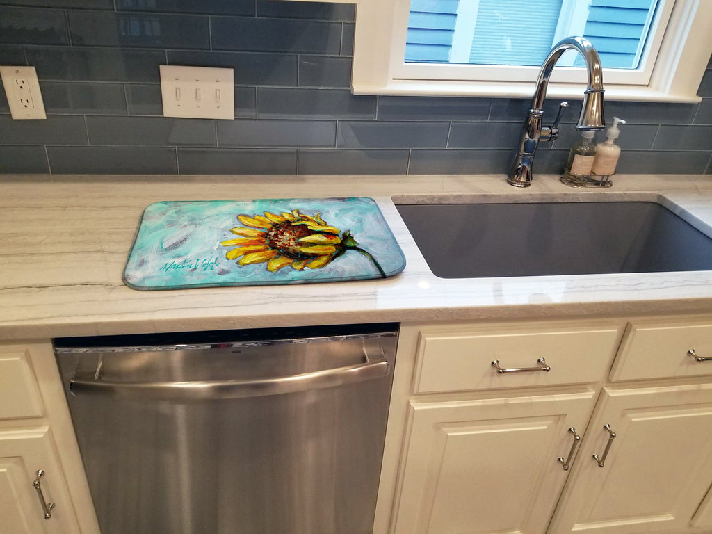 Yellow Sun Sunflowers Dish Drying Mat Absorbent Dish Drying Mat Pad for Kitchen Counter Dish Drainer Mat for Countertop, 14 x 21", Multicolor