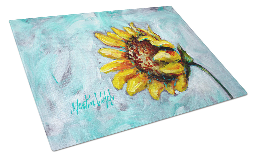 Yellow Sun Sunflowers Cutting Board Tempered Glass Kitchen Cutting Surface, Heat Resistant Chopping, Non-Slip Feet, Food Prep & Serving