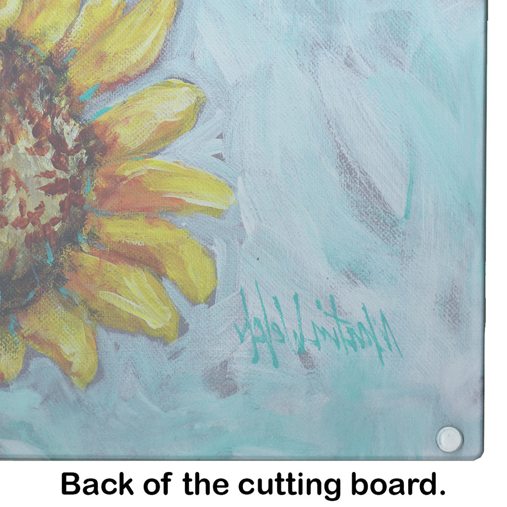 Yellow Sun Sunflowers Cutting Board Tempered Glass Kitchen Cutting Surface, Heat Resistant Chopping, Non-Slip Feet, Food Prep & Serving