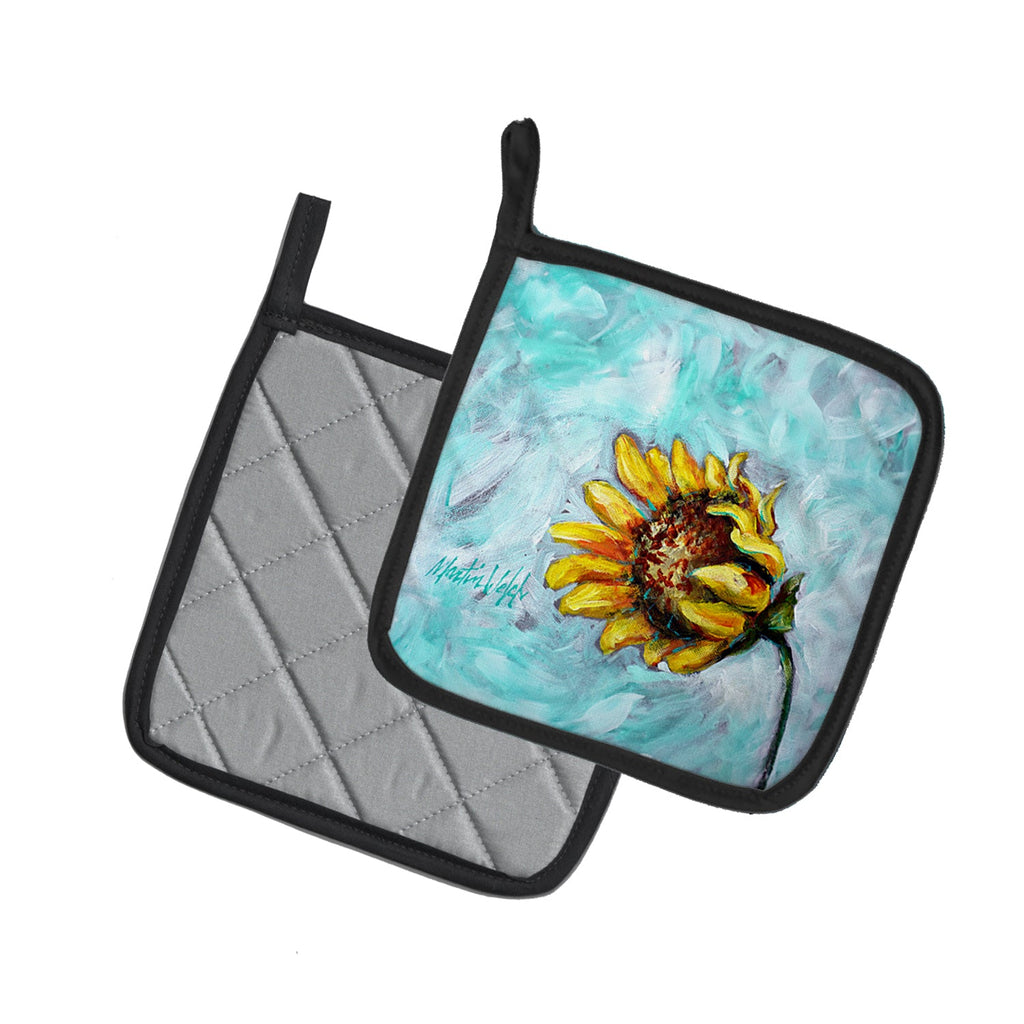 Yellow Sun Sunflowers Pot Holder Set of 2 Heat Resistant Quilted Hot Pads 7.5 x 7.5 Inch, Insulated Kitchen Trivets for Cooking & Baking