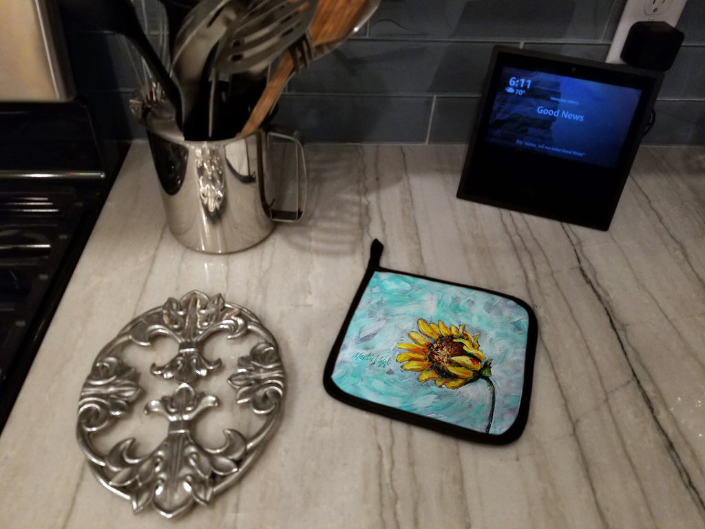 Yellow Sun Sunflowers Pot Holder Set of 2 Heat Resistant Quilted Hot Pads 7.5 x 7.5 Inch, Insulated Kitchen Trivets for Cooking & Baking
