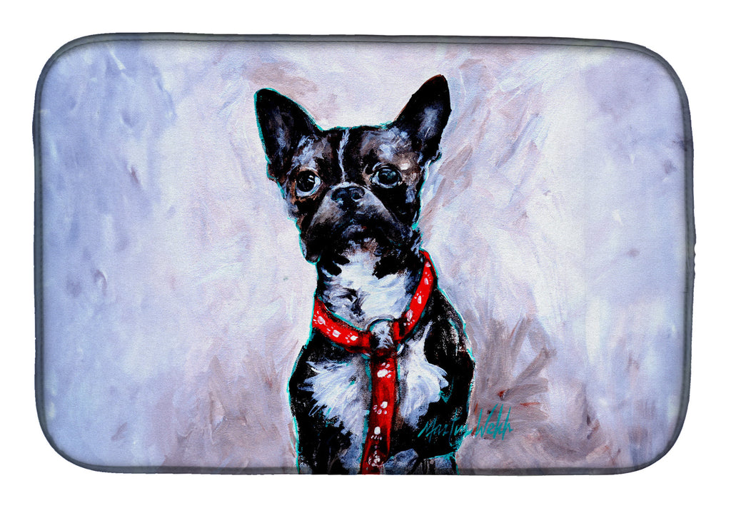 Boston Terrier Ziggy Dish Drying Mat Absorbent Dish Drying Mat Pad for Kitchen Counter Dish Drainer Mat for Countertop, 14 x 21", Multicolor