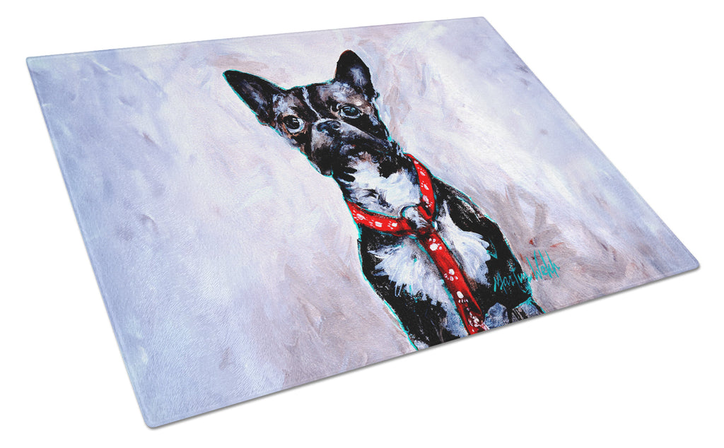 Boston Terrier Ziggy Cutting Board Tempered Glass Kitchen Cutting Surface, Heat Resistant Chopping, Non-Slip Feet, Food Prep & Serving