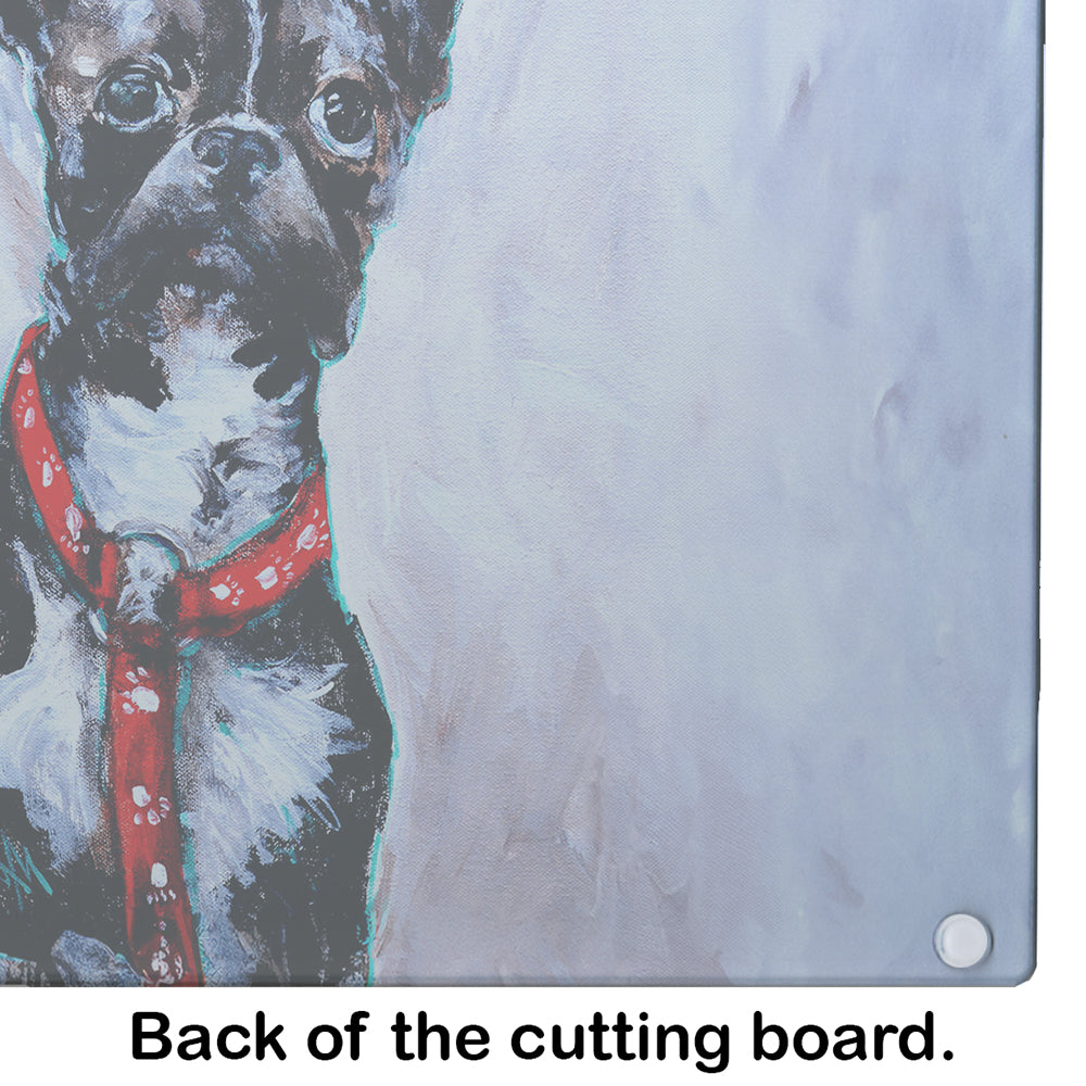Boston Terrier Ziggy Cutting Board Tempered Glass Kitchen Cutting Surface, Heat Resistant Chopping, Non-Slip Feet, Food Prep & Serving